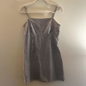 Blue and White Striped Mini Dress